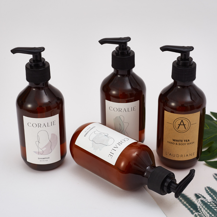 Custom Logo Luxury 300ml Big Bottle Hotel Bathroom Supplies Shower Gel Shampoo and Conditioner Kit