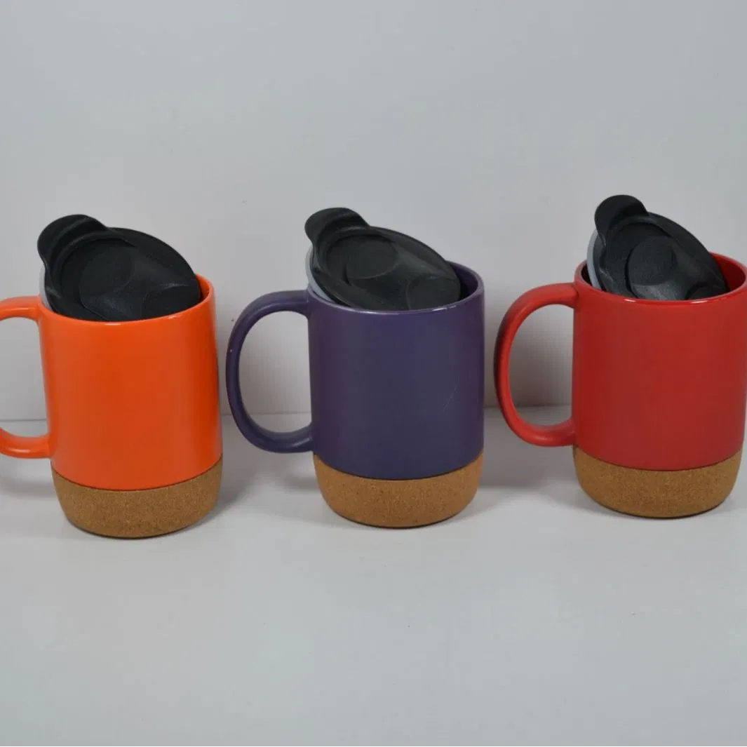 Керамическая кружка 11oz для сублимации с пробковым дном и крышкой