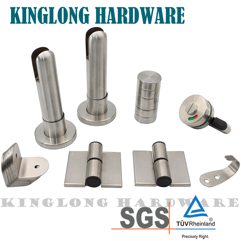 Stainless Steel 304/201 Bathroom Hardware Fitting Accessories Sanitary Ware Shower Partition Public Toilet Cubicle Set