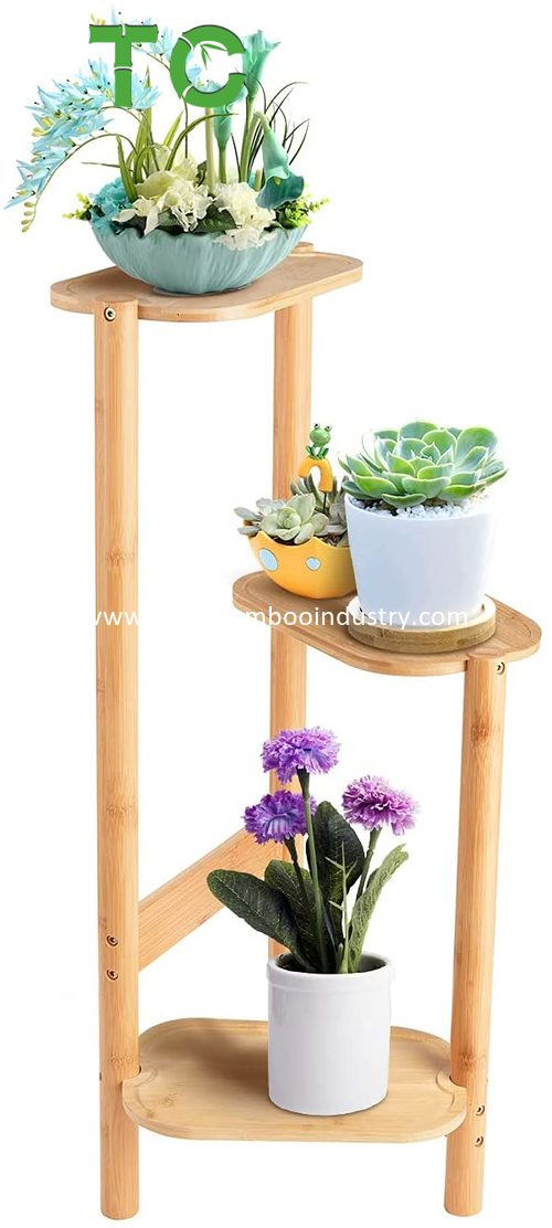 Wholesale 3-Tier Bamboo Plant Stands Indoor, Plant Stand Holder, Corner Plant Shelf, Plant Display Rack