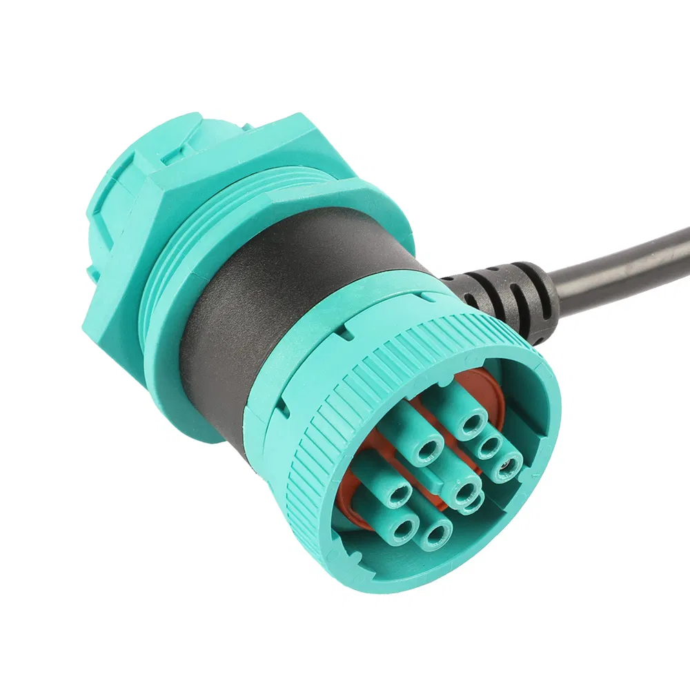 Custom J1939 9-Pin Dual Head to OBD2 Female Right-Angled Split Y Cable