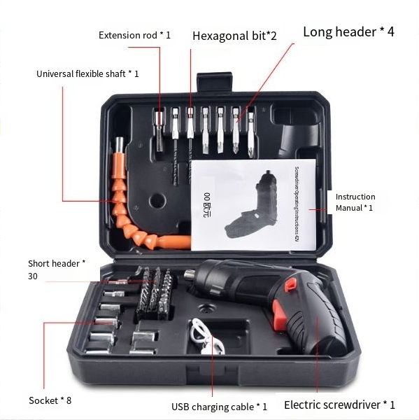 Электрическая отвертка 3.6V, 47 предметов, 3.5 Н/м