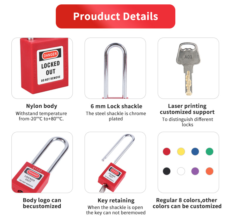 Heavy-Duty Long Steel Shackle Padlock with Master Key System