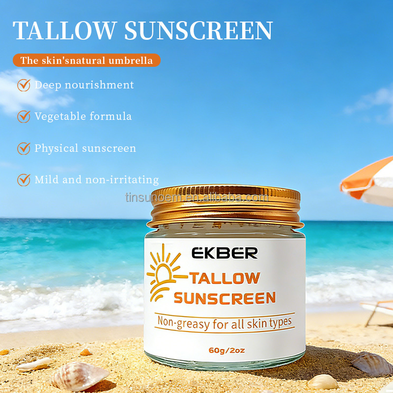 Sunblock Face Beauty Cosmetics Skin Care Products Makeup Grass Fed Beef Tallow Sunscreen Cream SPF 50