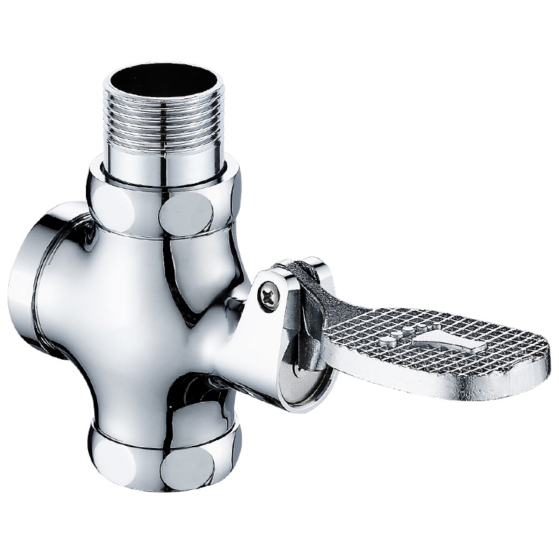 Chrome Plated Full Brass Pedal Foot Operated Flush Valve Dual-Flush Feature