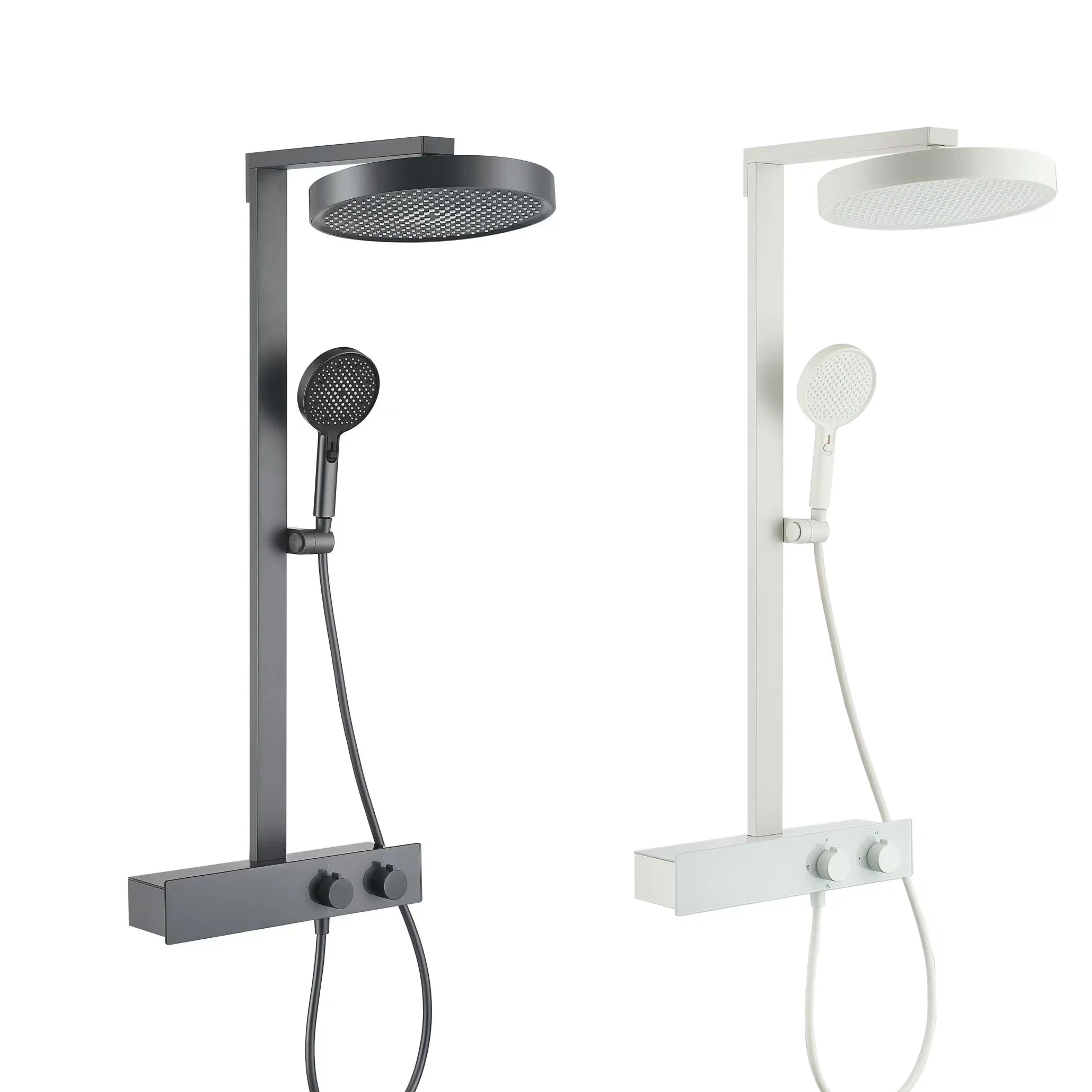 Matte Black Rain Shower System with Handheld Sprayer and Thermostatic Control