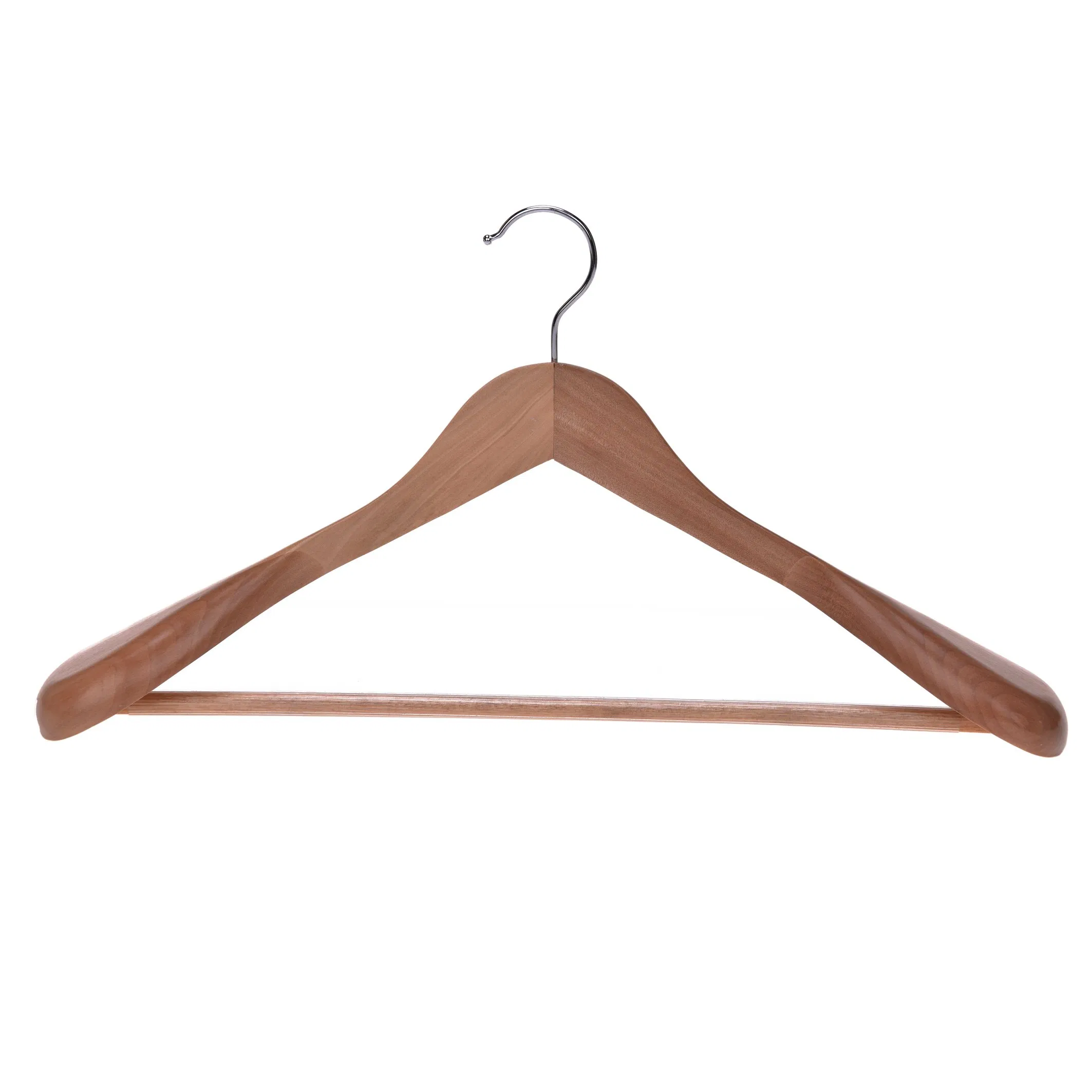 Wooden Suit Hangers 6 Pack Extra-Wide Shoulder Wood Coat Hangers with Non Slip Pant Bar