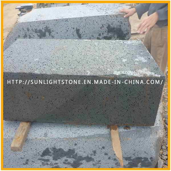 Honed Dark Grey/Black Basalt with Holes for Flooring Tiles, Basalt Tiles