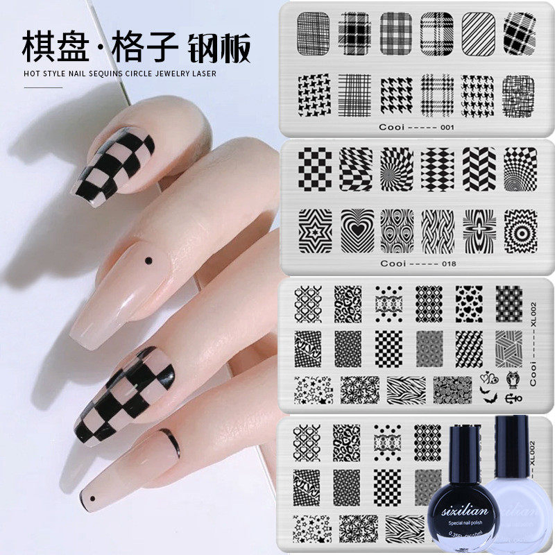 Factory Price Metal Plate with Pink Plastic Holder Nail Art Image Custom