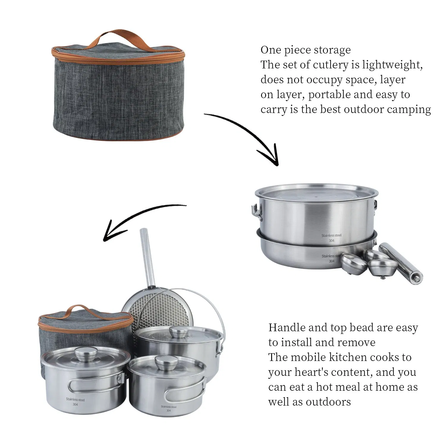 Multifunctional Camping Cookware Set Frying Pan Pot