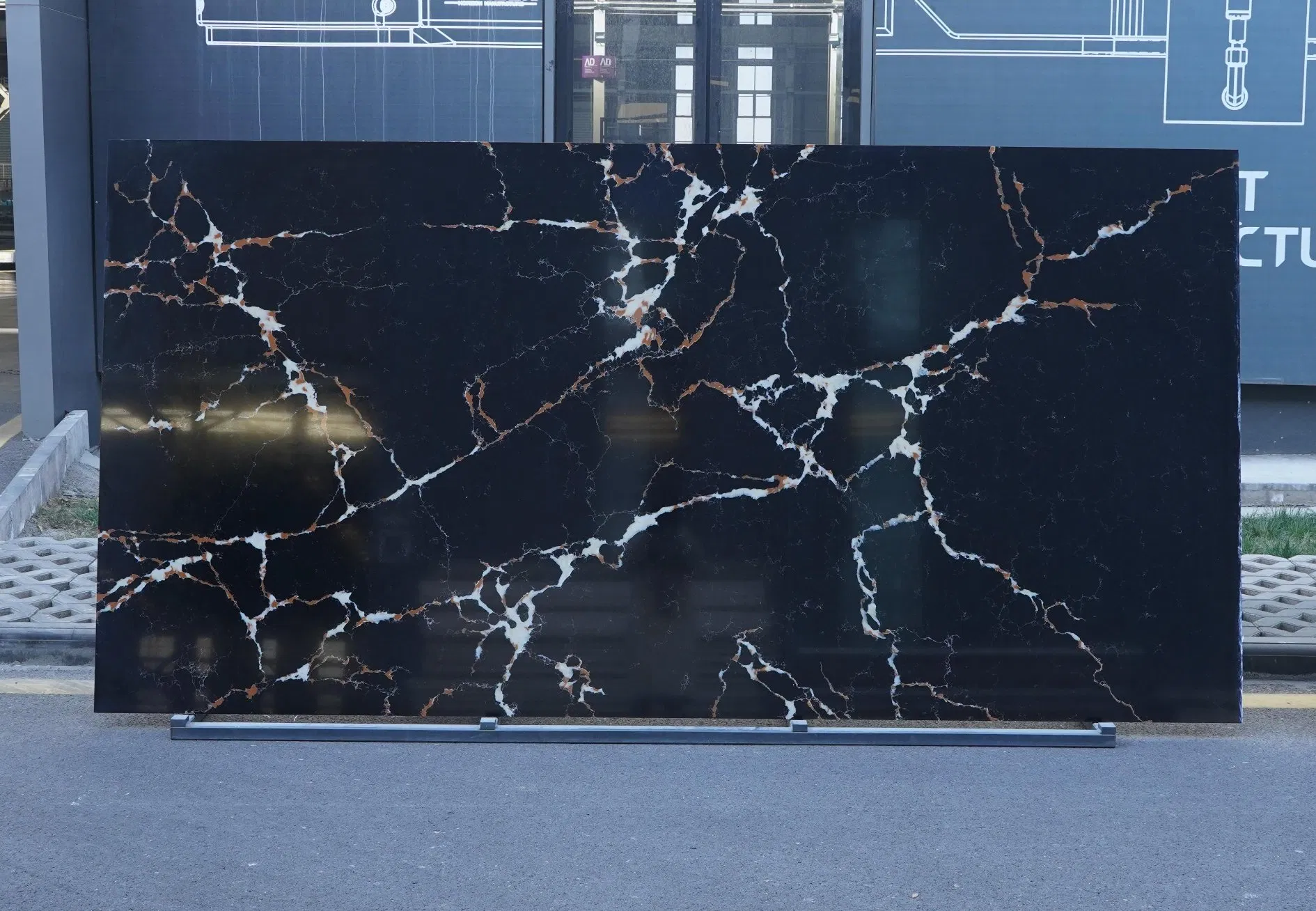 Top Selling Horizon Black Calacatta Gold Quartz Stone Beautiful Marble Worktop Surface