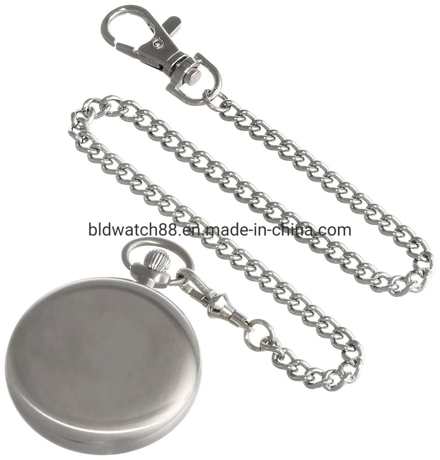 Custom 46mm Open Face Stainless Steel Pocket Watch with Japanese Quartz Movement
