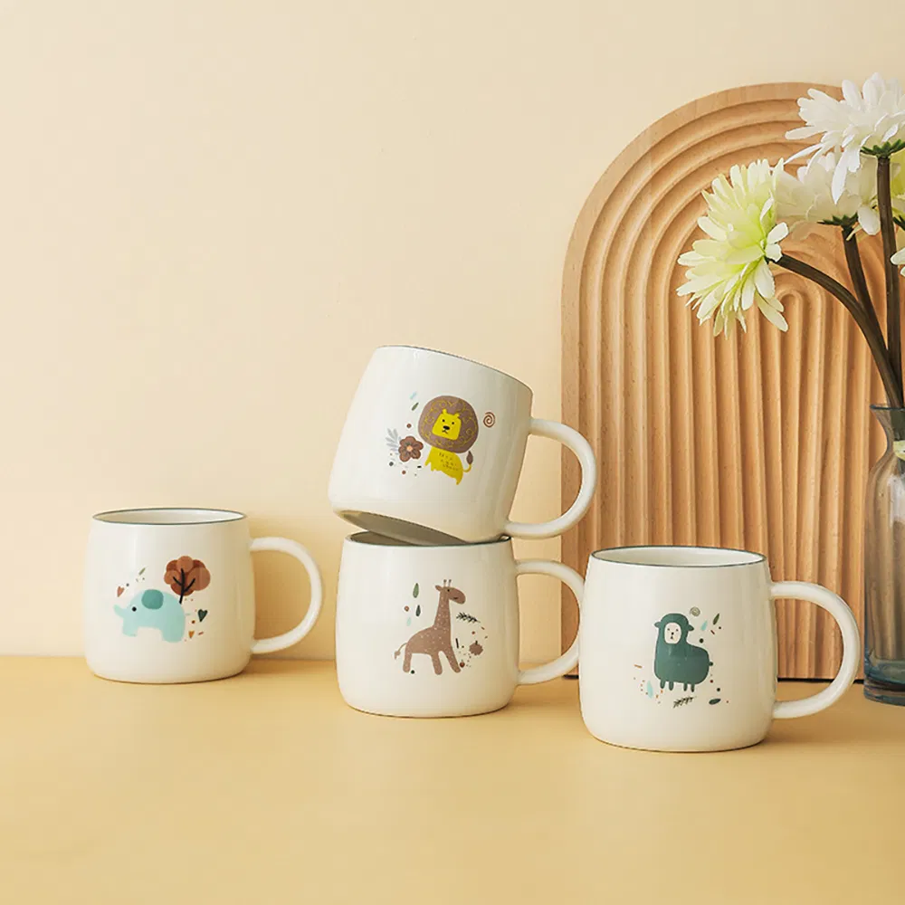 Керамическая кружка с животным принтом, 350 мл