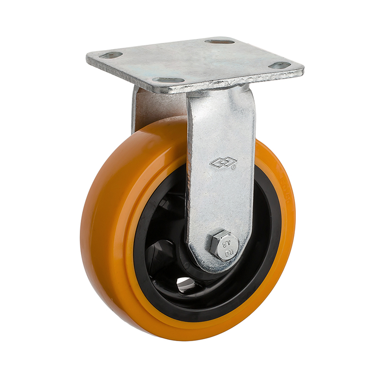100mm PU Wheel Castor with Locking 280kgs High Load 4inch Fixed Type Welding Steel Heavy Duty Industrial Caster