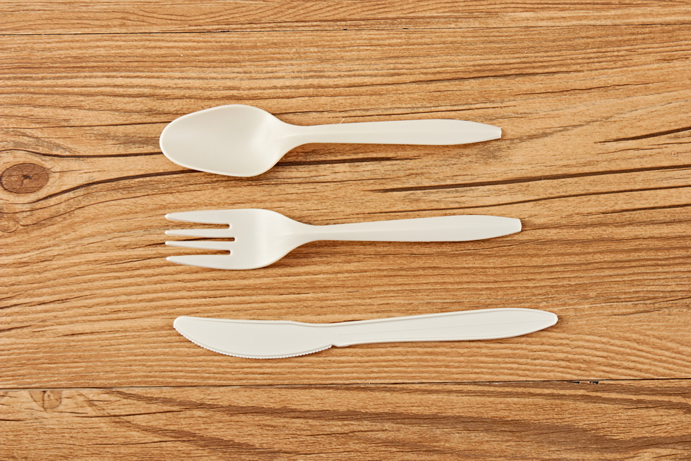6.0 Inch Biodegradable Cornstarch Cutlery Eco-Friendly and Single-Use Spoon and Fork