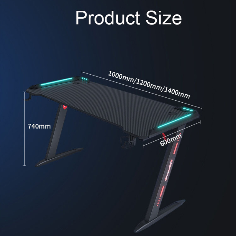 Factory Supply Gamer Room Desk Home Office LED RGB Light E-Sports PC Computer Gaming Table