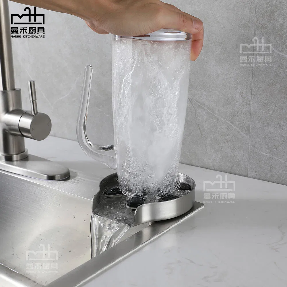 Kitchen 304 Stainless Steel Cup Washer Sink Companion Cup Rinser Glass Cleaning Rinser