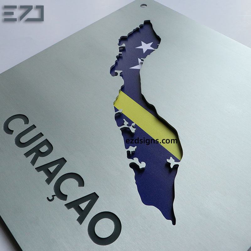 National Flag Hollow out Stainless Steel PVC Apartment Wall Mounted Door Plates