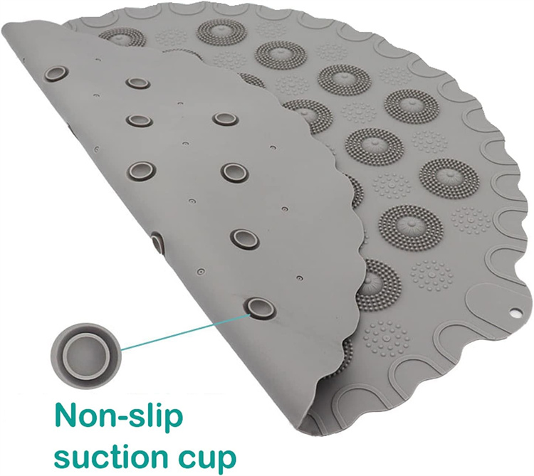 Non Slip Round Silicone Shower Bath Massage Mat with Suction Cup