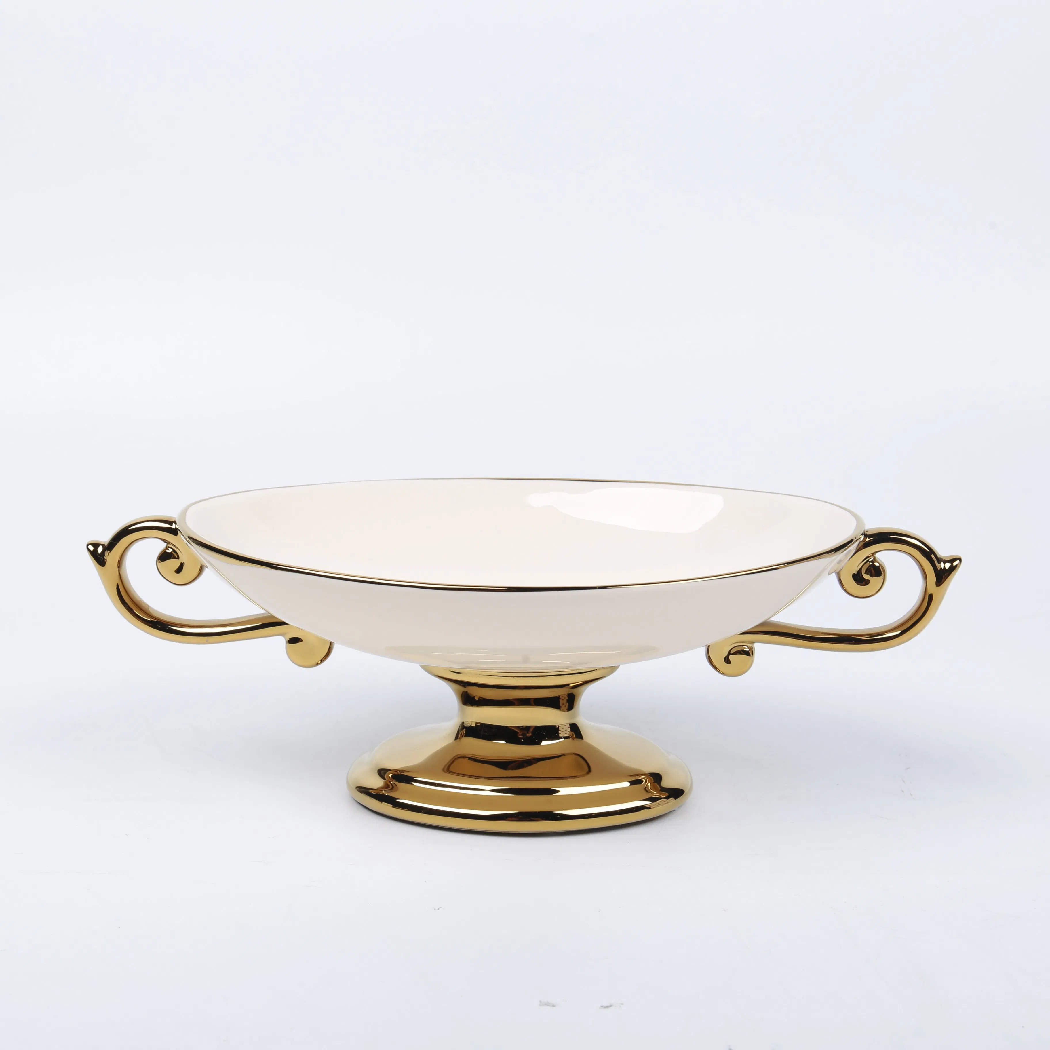 Home Accessories Gold Plating Decorative Bowl Gift Ceramic Fruit Bowl