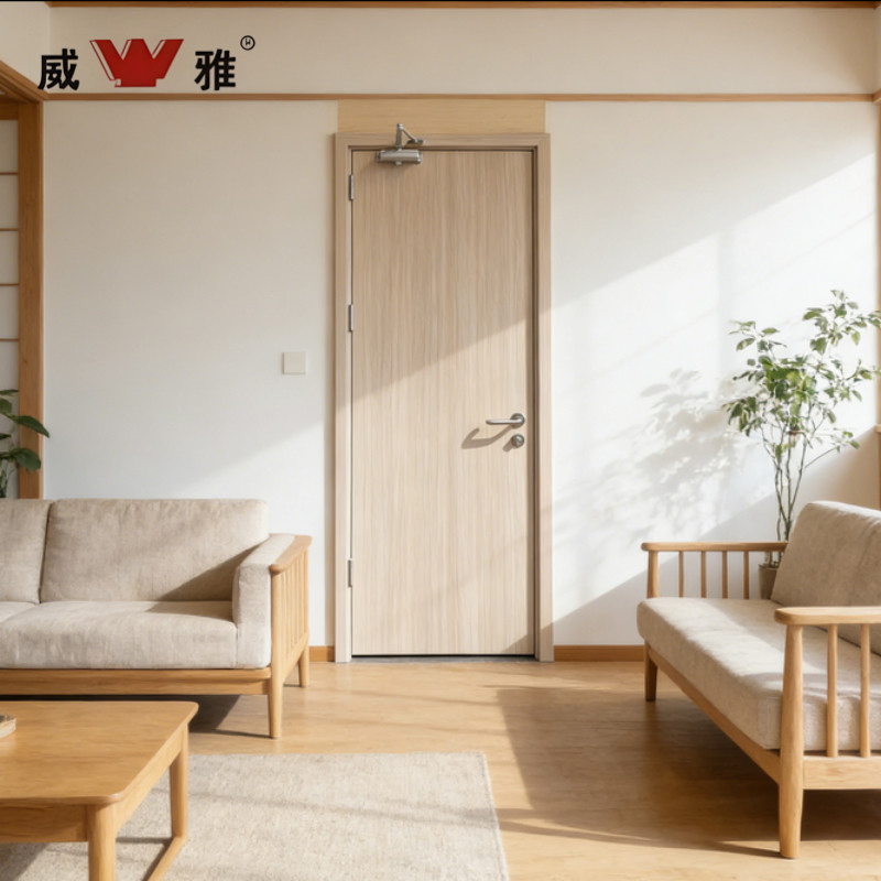 Modern Solid Wood Composite Interior Fire Resistant Corridor Safety Wooden Door with Custom Finish
