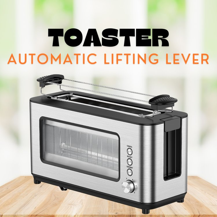2 Slice Long Slot Household Digital Toaster with Indicate Light and Easy Control