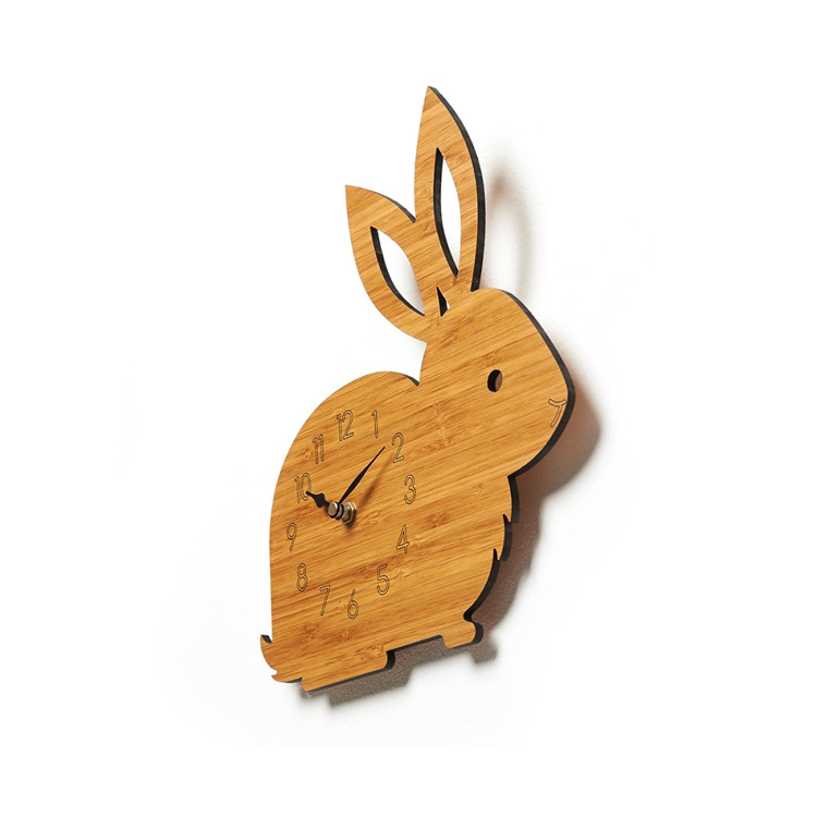 12inch Brief Needle Wooden Bamboo Round Wall Clock for Home Decoration