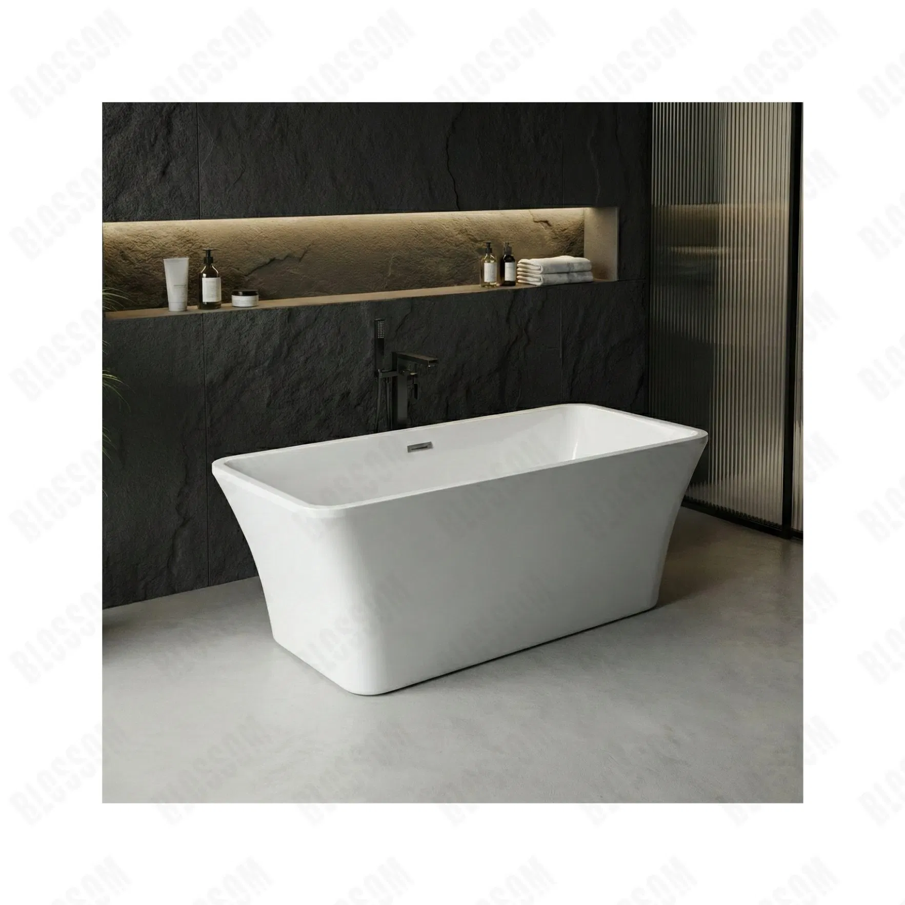 Deep Soak Freestanding Oval Sleek White Acrylic Modern Eco-Friendly Bathtub Drainer Bathroom 3D Model Design Customizable 2-Year