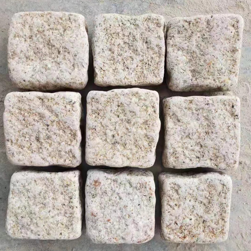 Tumbled Yellow G682 Granite Cobblestone Cube