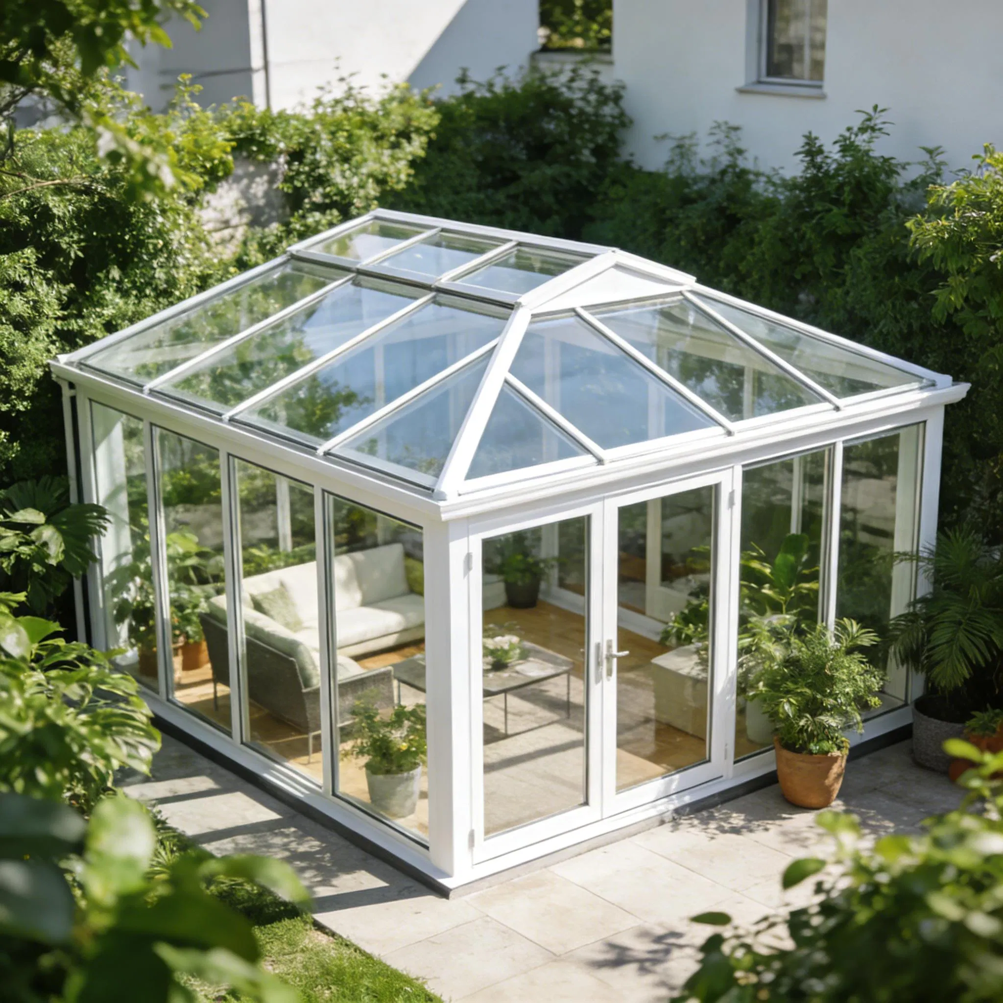 Conservatory Sunroom with White Powder Coated Aluminum Alloy