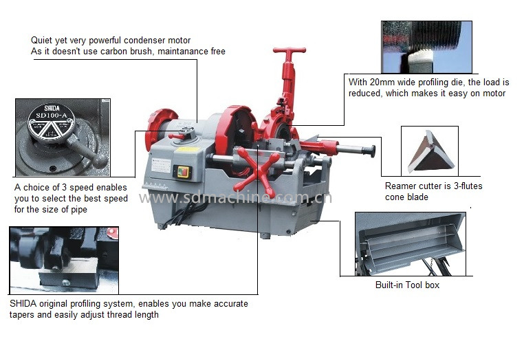 4" Multi-Function Electric Pipe Threading Machine / Pipe Threader 1/2"-4" / Z1T-SD100A