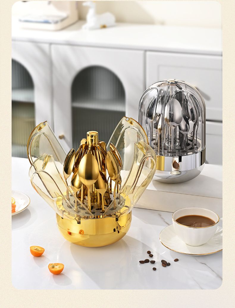Large Silver Egg Cutlery Stainless Steel Western Knife, Fork and Spoon 24 Piece Silver Egg Snack Plate Egg Shaped Set