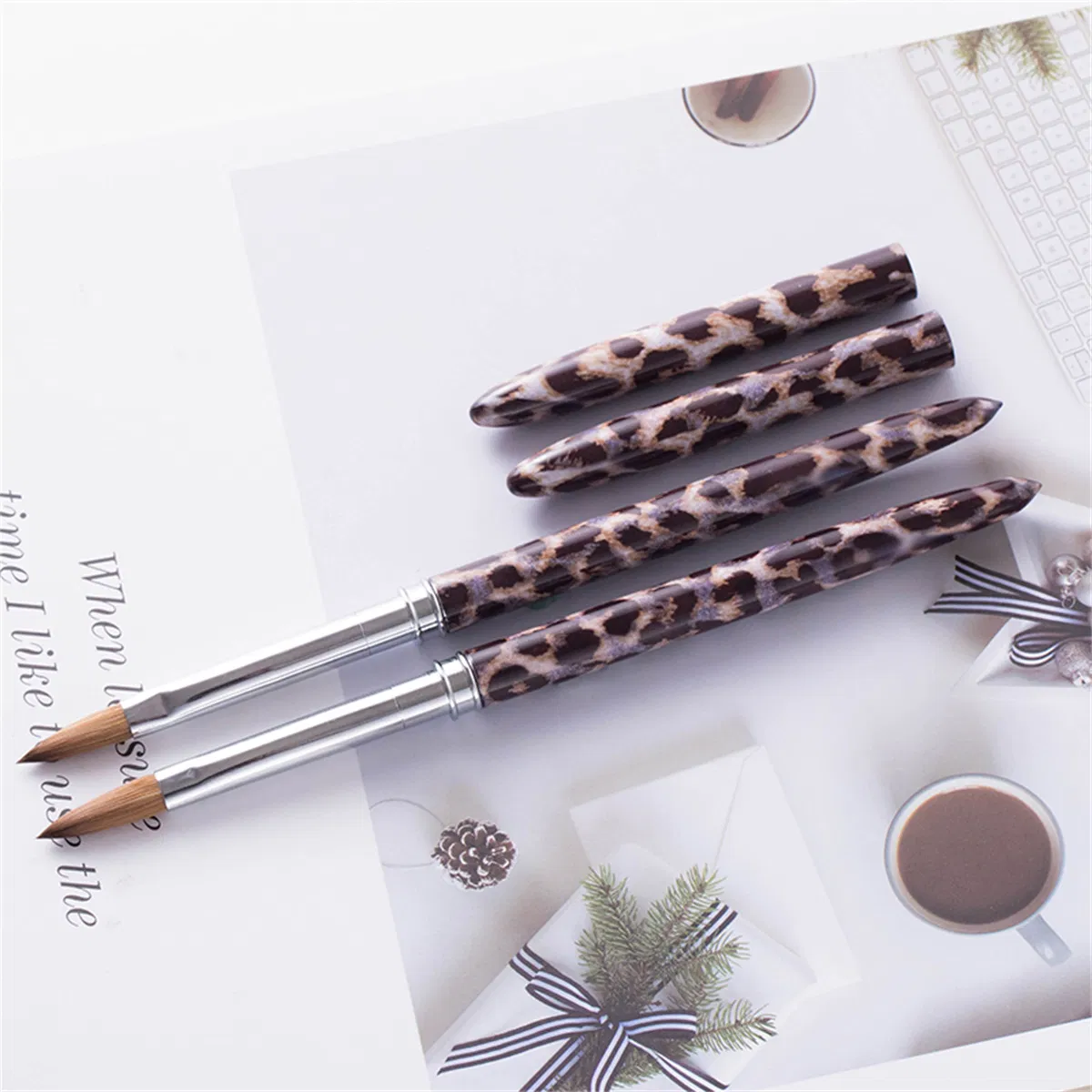 Custom Logo Leopard Print Nail Brushes 100% Kolinsky Acrylic Nail Brush Pure Kolinsky Nail Art Brush Nail Tools