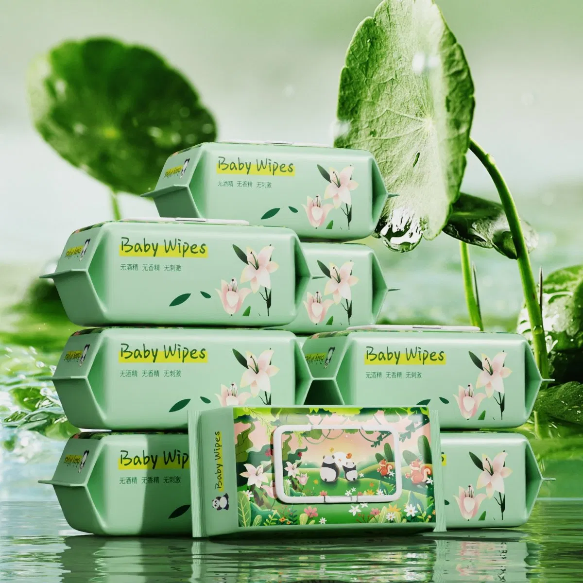 Professional Manufacturing Natural Extra Soft Cotton Wet Wipe for Baby Without Alcohol