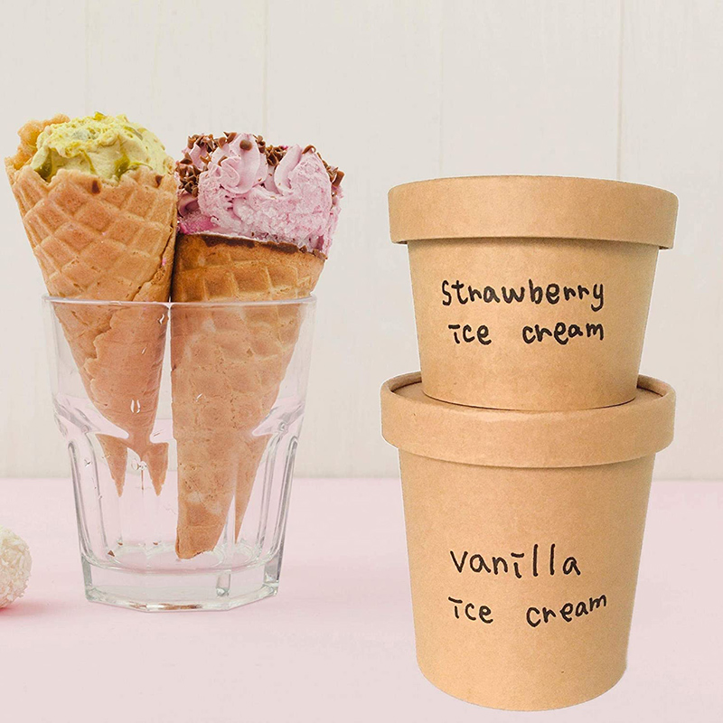 Promotional White Cardboard Ice Cream Tubs Packing Box Kraft Paper Thickened Ice Cream Tubs
