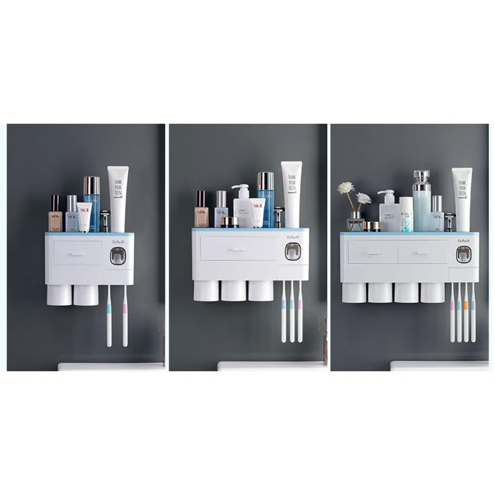 Automatic Toothpaste Dispenser with Cup Wall Mount Rack Bathroom Mi24436