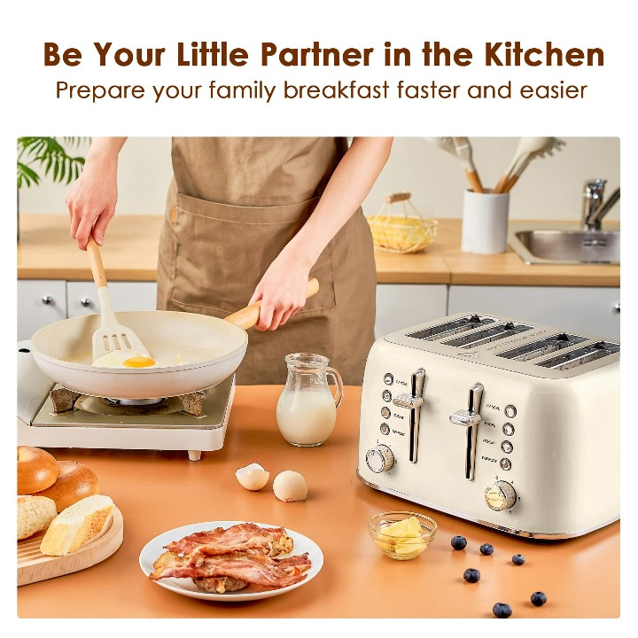 Hot Sale Reheat Function 6 Shade Settings 4 Slice Stainless Steel Toaster