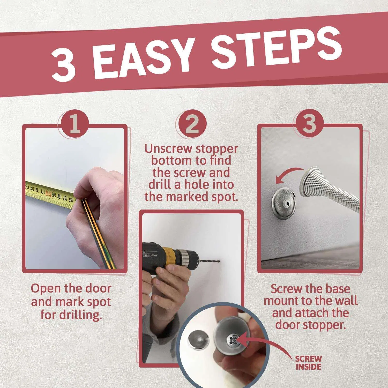 White Rubber Bumper Tips Door Stops Satin Nickel- 3-1/4" Flexible Spring Door Stopper