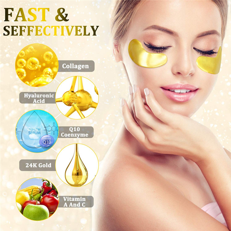 OEM Custom Luxury Gold Eye Bags Anti Aging Collagen Eye Patches Mask