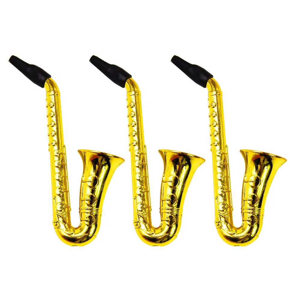 Golden Metal Portable Tobacco Smoking Saxophone Pipes with Silver Screens