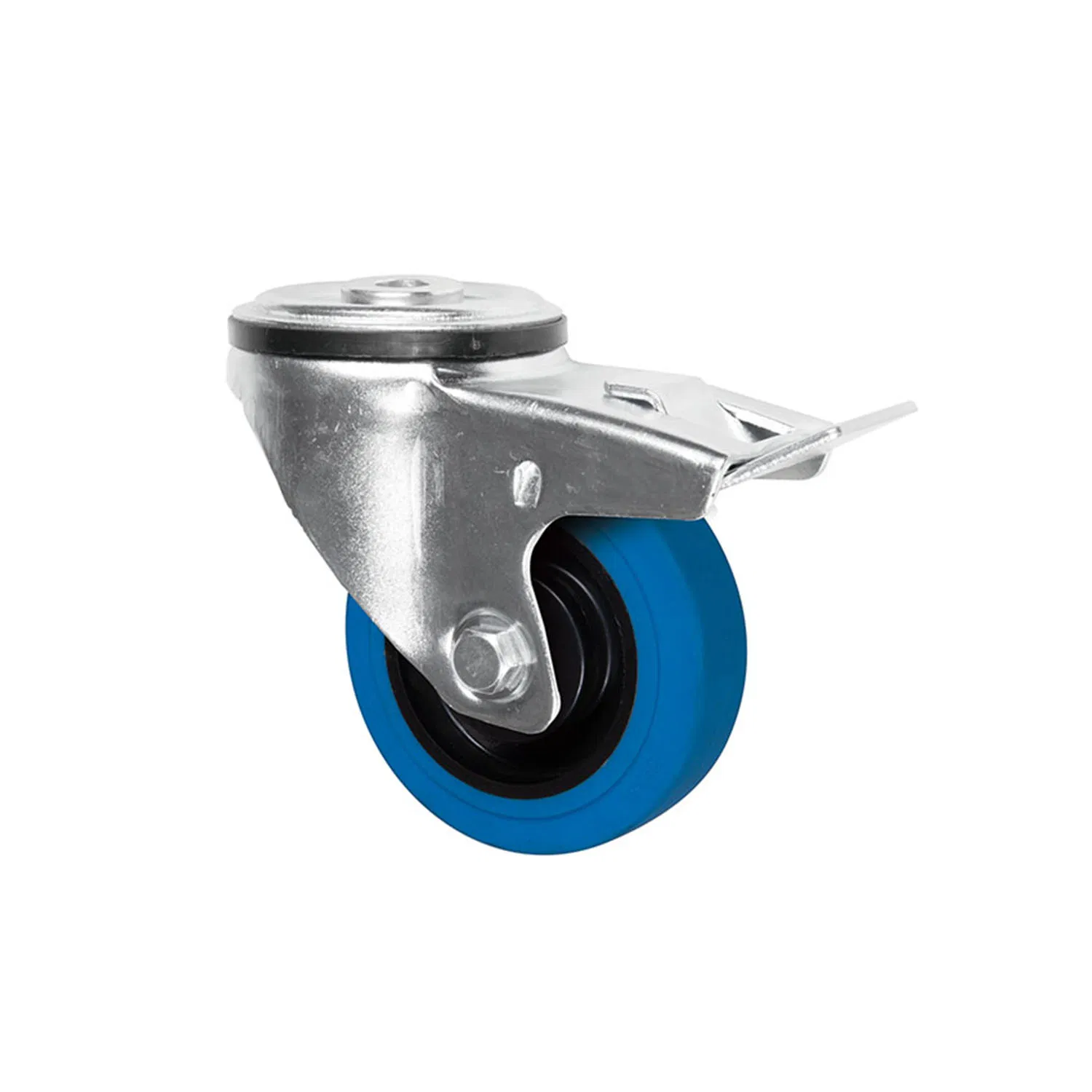 5 Inch Blue Elastic Rubber Fix Plate Medium-Heavy Duty Cart Trolley Truck Transformer Casters