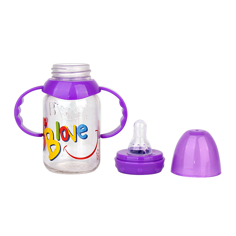120ml Glass Feeding Baby Bottle with Silicone Nipple Glass Feeding Bottle Wholesale
