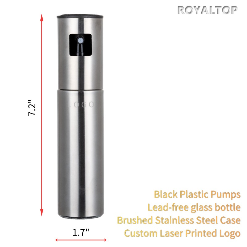 Kitchen Stainless Steels Spray Dispenser Cooking Camping BBQ Baking Roasting 120ml Olive Oil Sprayer Lead-Free Glass Bottle