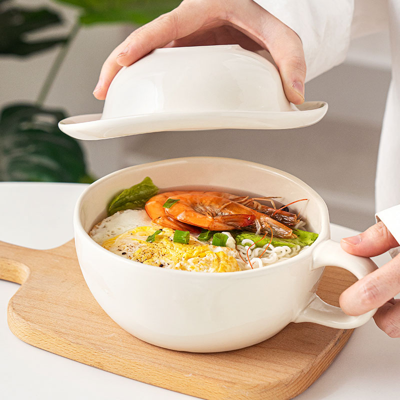 Creative Ceramic Noodle Soup Bowl Large Capacity Serving Bowls for Household
