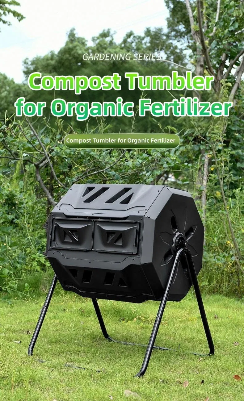 Garden Rotating 43 Gallon Waste Barrel BPA Free with Metal Stand Compost Tumbler
