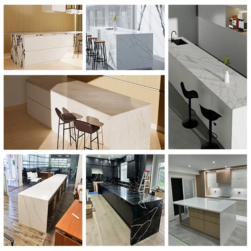 Artificial Printed Quartz Grey Quartz Stone Island Countertop Calacatta Quartz Slab Price