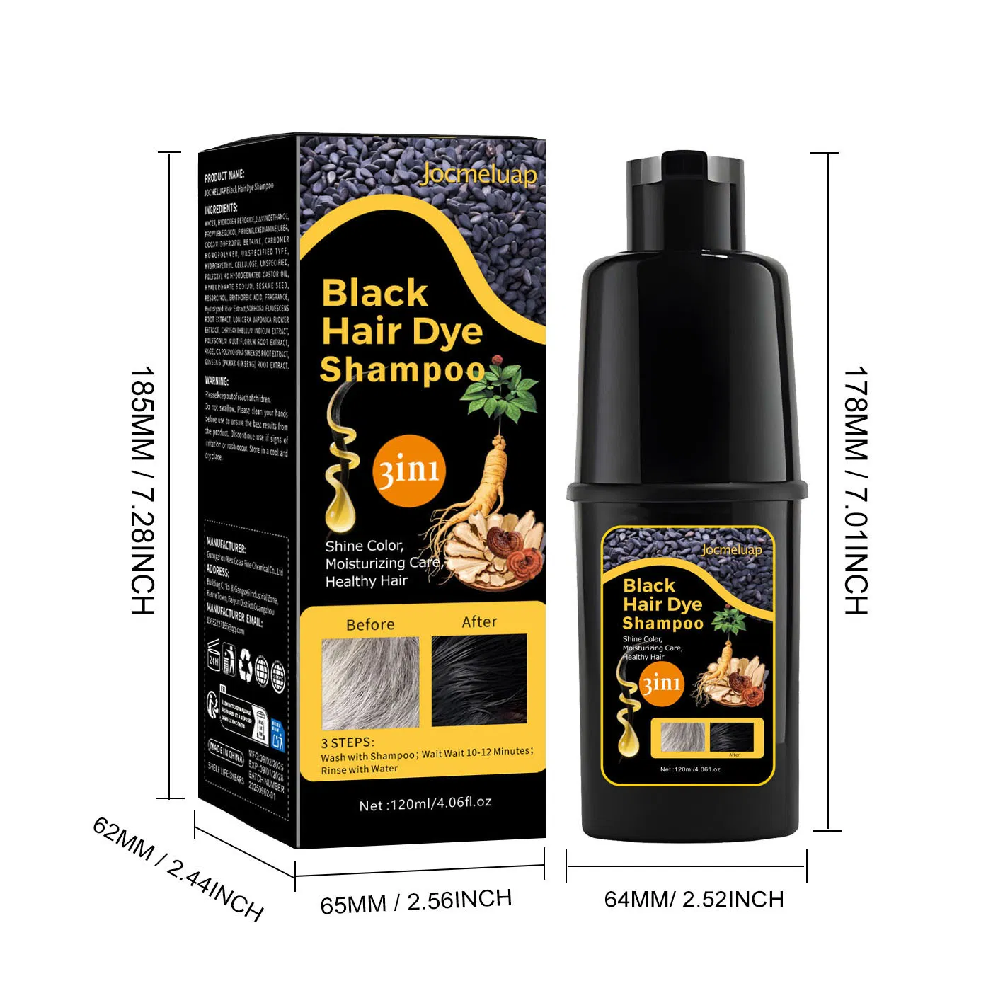 Customize Wholesale Argan Oil Nourishing Hair Color Shampoo Long Lasting Black Odorless Hair Dye Shampoo