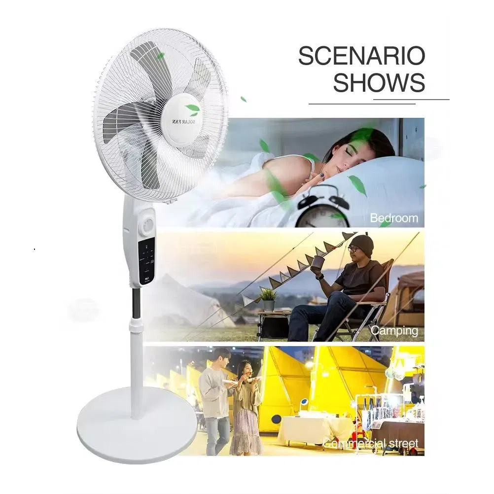 16 Inch Rechargeable Solar Panel Table Fan with LED Light USB Power Multi Function Portable Fan for Home RV Outdoor Use Rechargeable Stand Fan