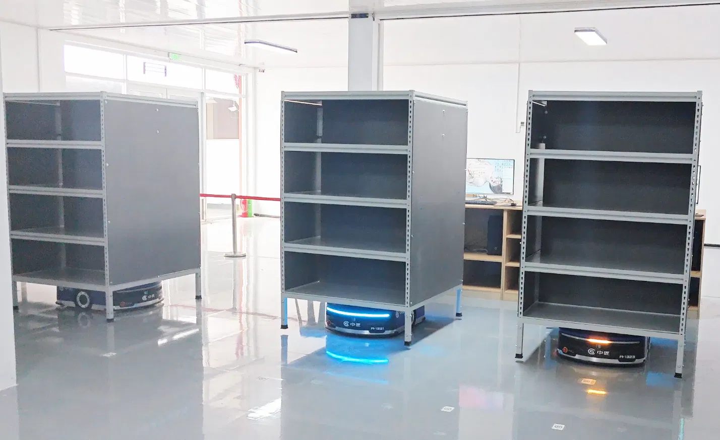 Smart Logistics Solutions with Customizable Blue Automated Guided Vehicles