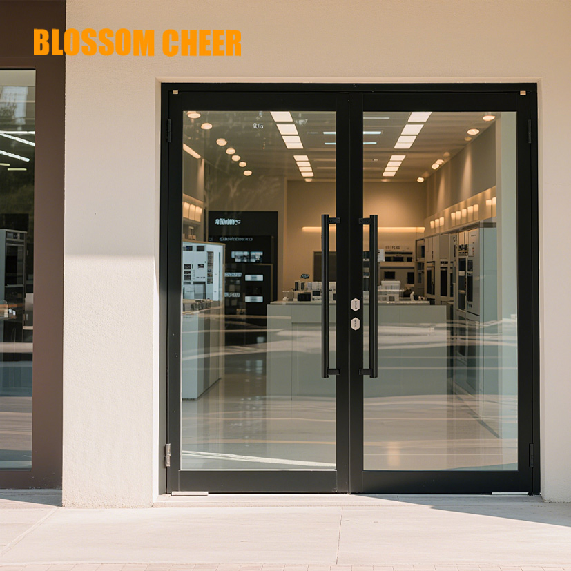 Modern Design High Strength Magnetic Blinds Double Glass Aluminum Swing Door